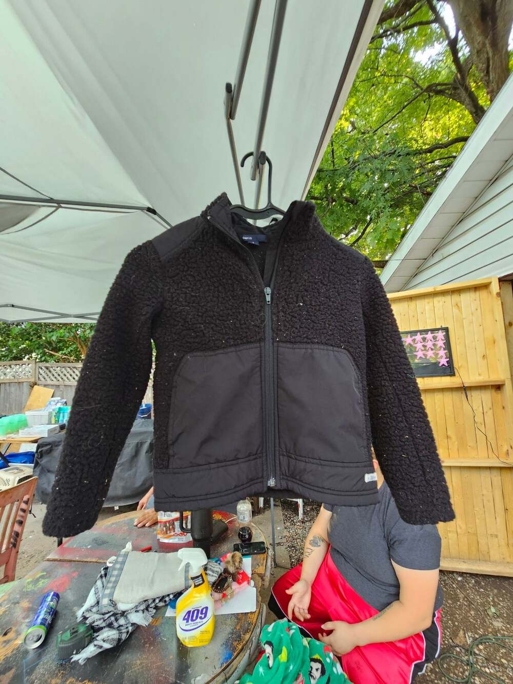 GapKids Black Sherpa Fleece Full Zip Jacket Size S 6-7